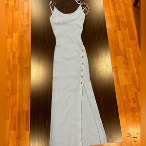 Light blue long body con dress
